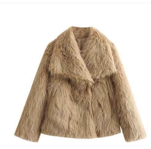 Women's Cozy Plush Winter Coat – Stylish & Thick Lapel Outwear