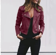 womens-cropped-lapel-jacket-black
diagonal-zipper-short-jacket-champagne-fall
model-wearing-casual-womens-outerwear-green
lapel-zipper-jacket-womens-clothing-wine-red