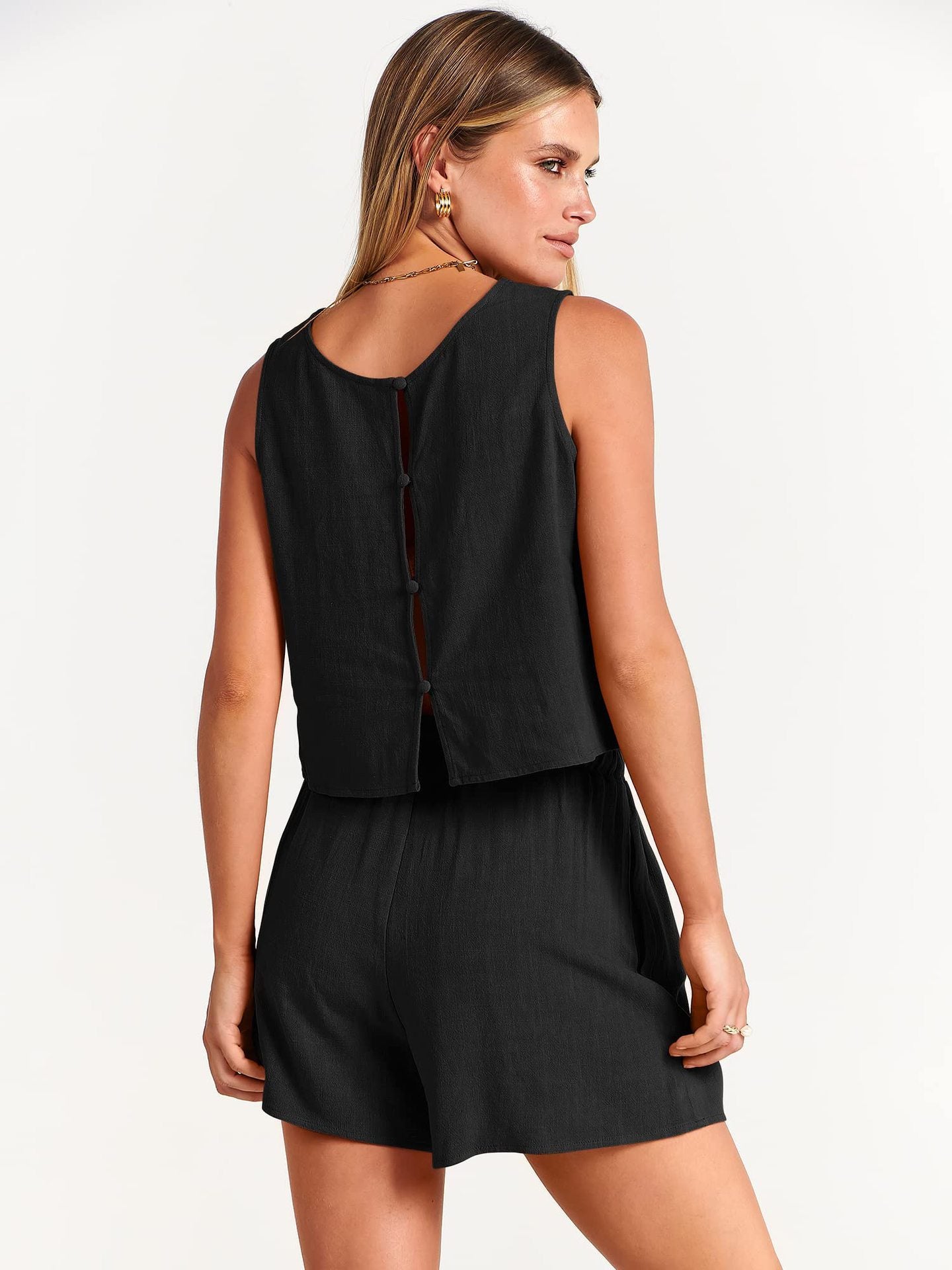 womens-summer-sleeveless-top-shorts-set-apricot
model-wearing-rayon-linen-two-piece-outfit-green
drawstring-shorts-women-casual-summer-suit-black
womens-2pc-fashion-suit-grey-blue-detail