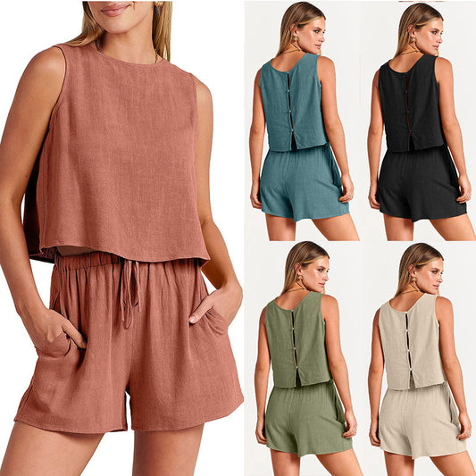 womens-summer-sleeveless-top-shorts-set-apricot

model-wearing-rayon-linen-two-piece-outfit-green

drawstring-shorts-women-casual-summer-suit-black

womens-2pc-fashion-suit-grey-blue-detail