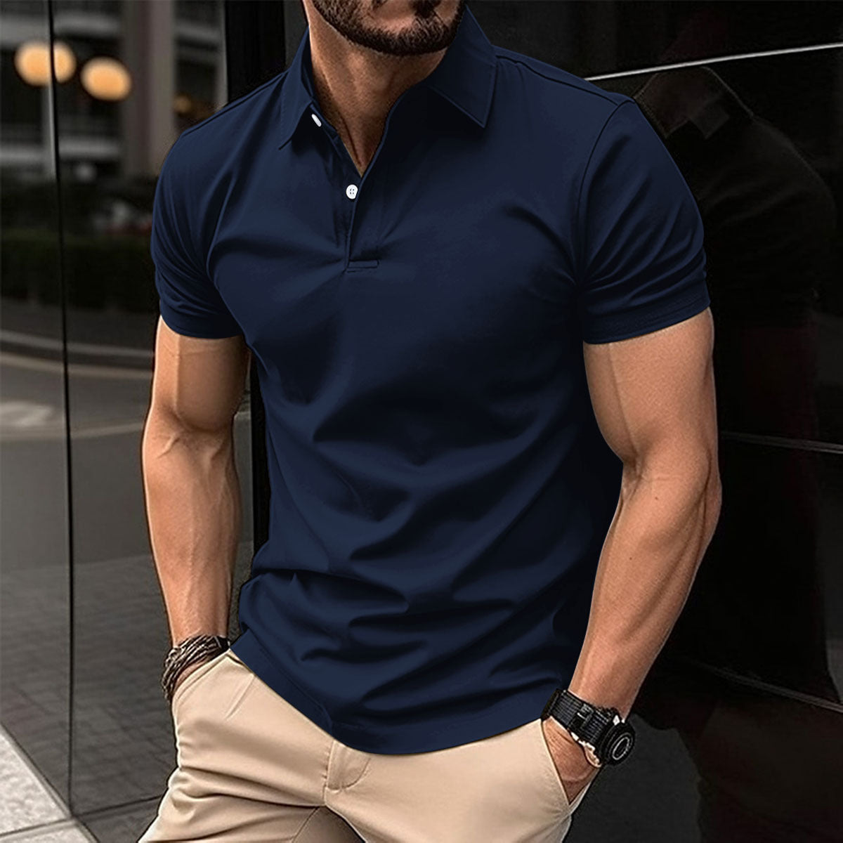 mens-solid-black-polo-shirt-summer

casual-mens-short-sleeve-polo-top

man-wearing-navy-blue-polo-shirt

white-cotton-blend-polo-shirt-men